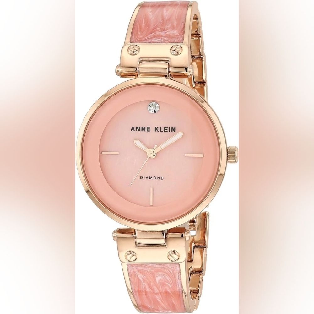 Anne Klein Women's Genuine Diamond Dial Bangle Watch AK/2512LPRG Pink Rose